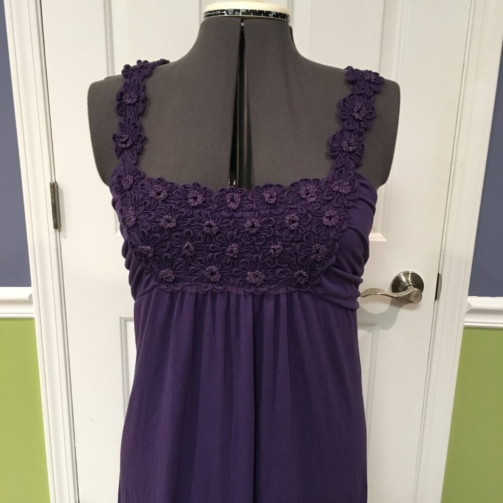 Elle Dress Purple Party Boho Chic Sleeveless L Floral Bodice Wide Strap Girly